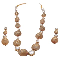 18k gold Polki Diamond Yellow Sapphire Necklace