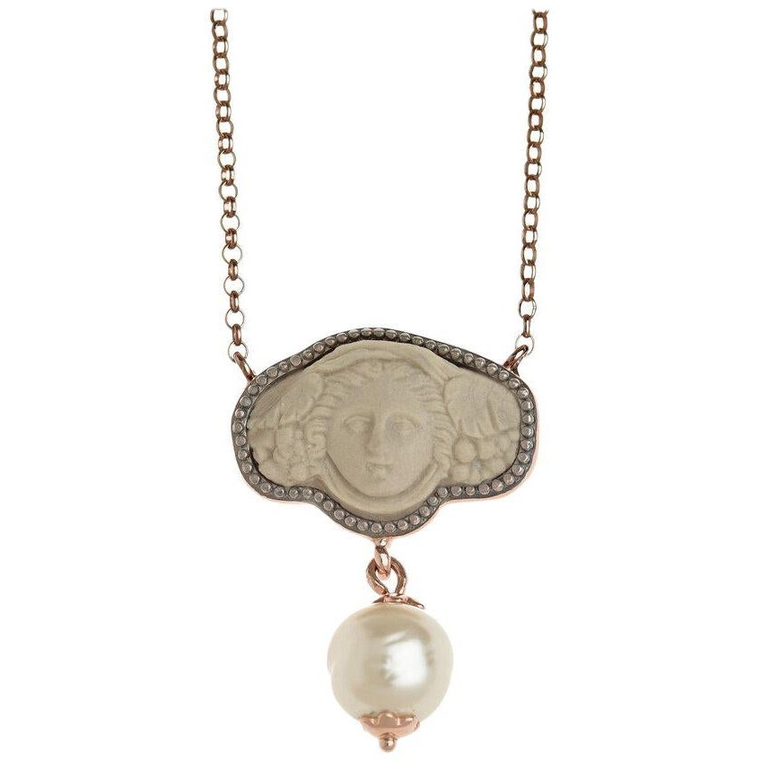 18ct Rose Gold Vermeil Medusa Necklace in Beige