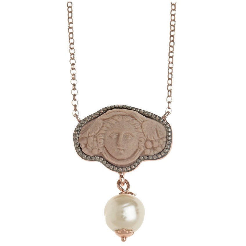 18ct Rose Gold Vermeil Medusa Necklace in Brown For Sale