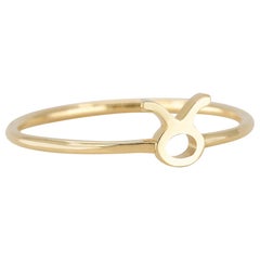 14K Gold Taurus Zodiac Ring, Taurus Sign Zodiac Ring