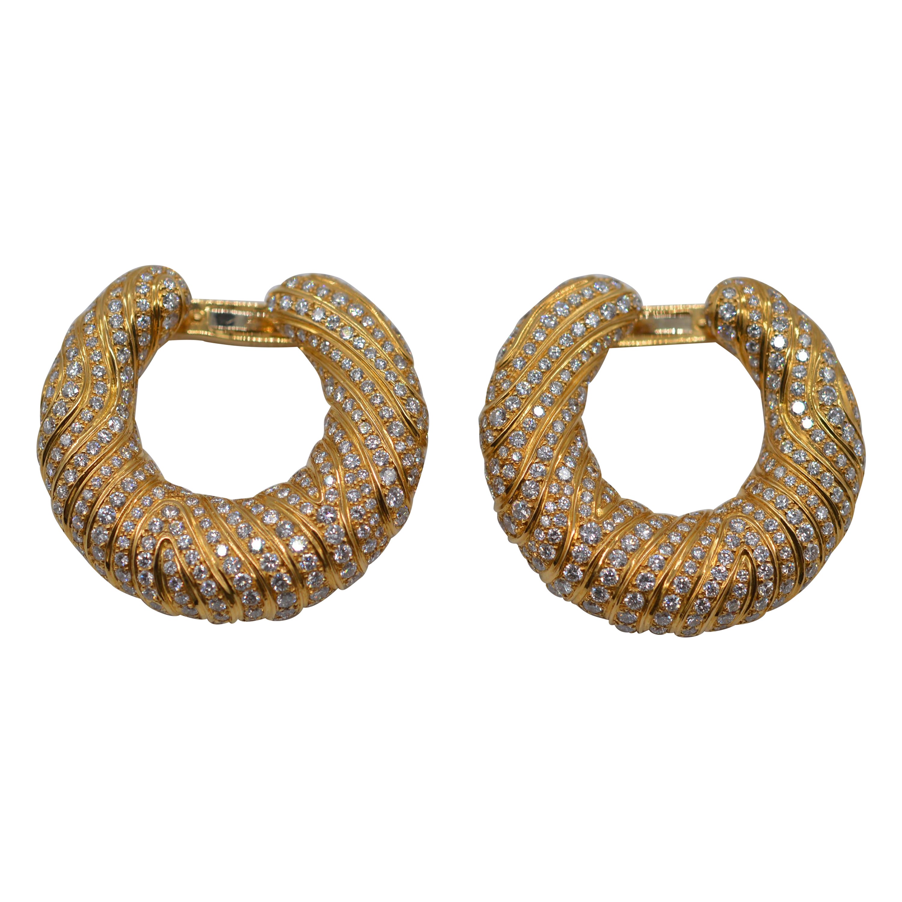 Cartier Hoop Earrings 18K Yellow Gold with Diamonds Unworn