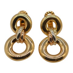 Retro Cartier Trinity Tri-Color 18K Yellow, White & Rose Gold Earrings Unworn