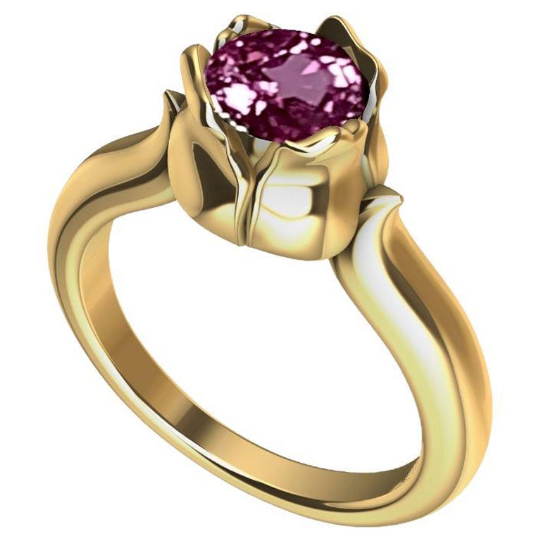 For Sale:  18 Karat Yellow Gold Ceritfied Pink Sapphire 1.18 Carat Tulip Ring