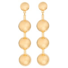 AGMES Gold Vermeil Drop Ball Statement Dangle Earrings
