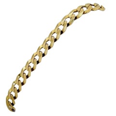 14 Karat Yellow Gold Solid Men's Curb Link Bracelet Italy