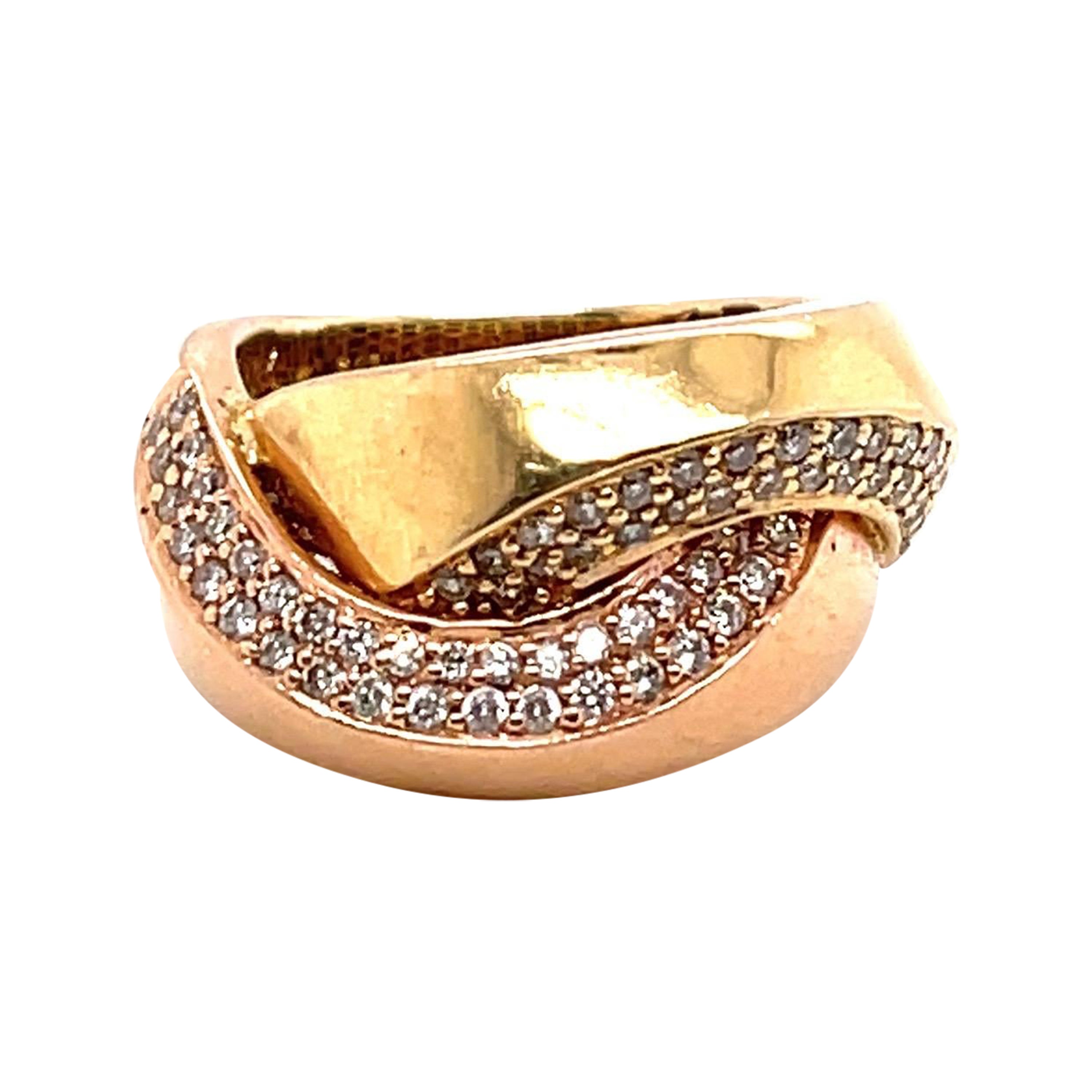 Bague en or bicolore 14 carats avec diamants de 0,75 carat, 10 grammes