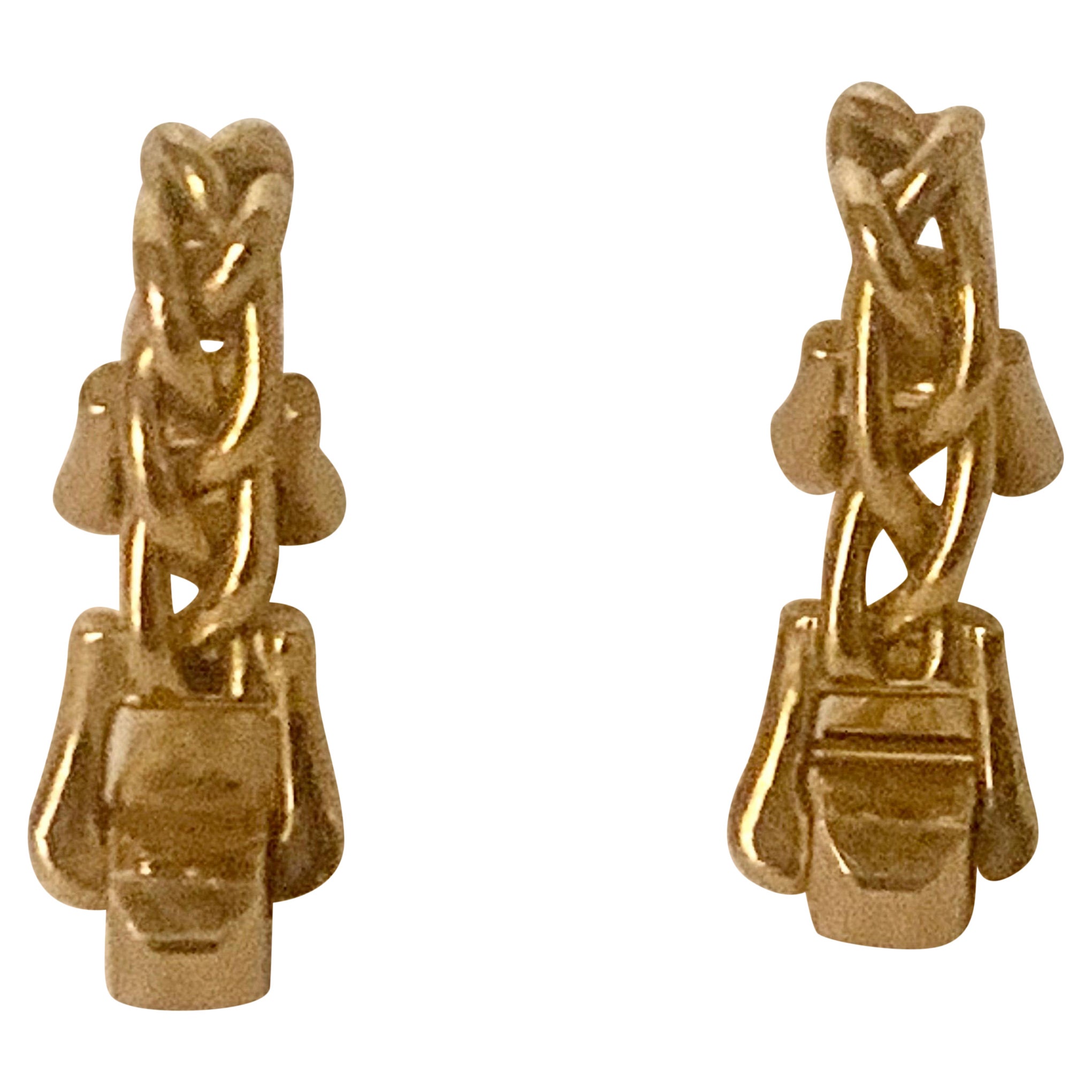 Superb Pair Hermes Paris Mid Century Stirrup Cufflinks 18ct Gold, Circa 1965