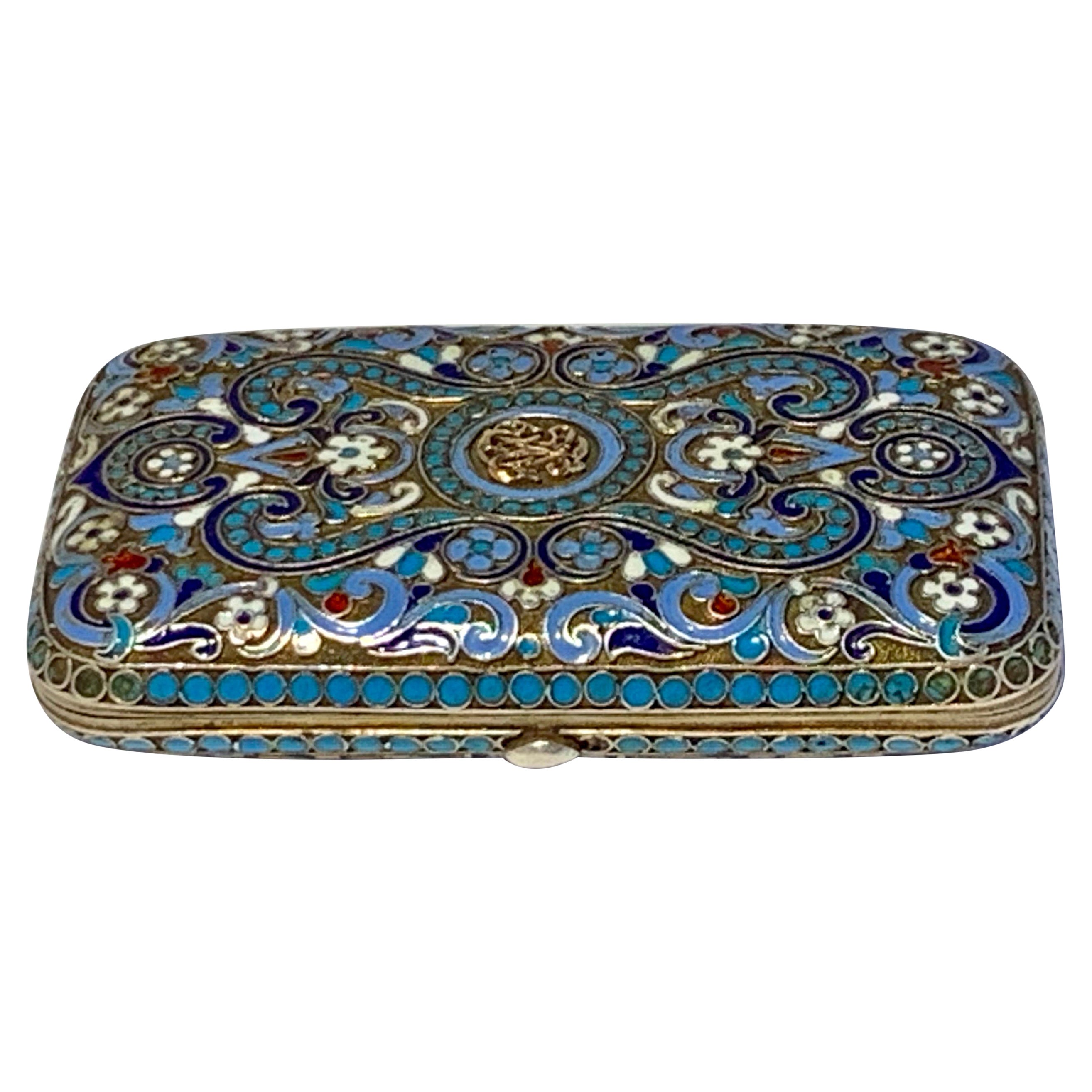 Russian Silver-Gilt and Cloisonne Enamel Box For Sale