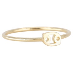 14K Gold Cancer Zodiac Ring, Cancer Sign Zodiac Ring