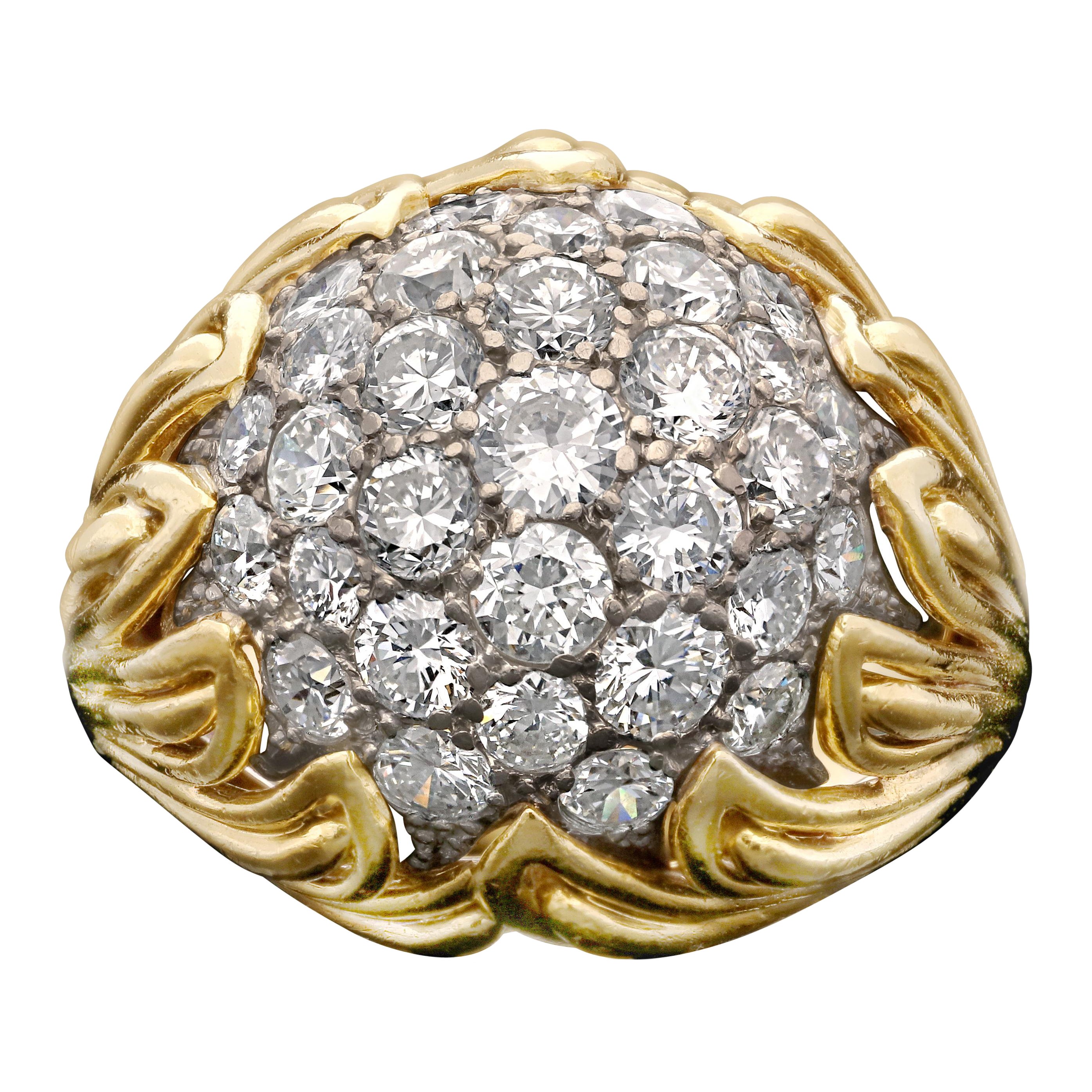 Van Cleef & Arpels Pavé Diamond Gold Bombe Dress Ring, Circa 1959