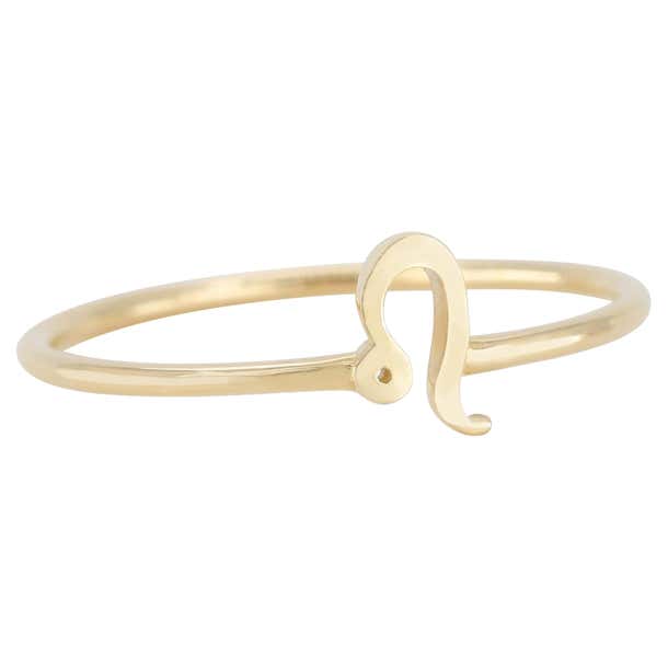 Customizable 14K Gold Leo Zodiac Ring, Leo Sign Zodiac Ring For Sale at ...