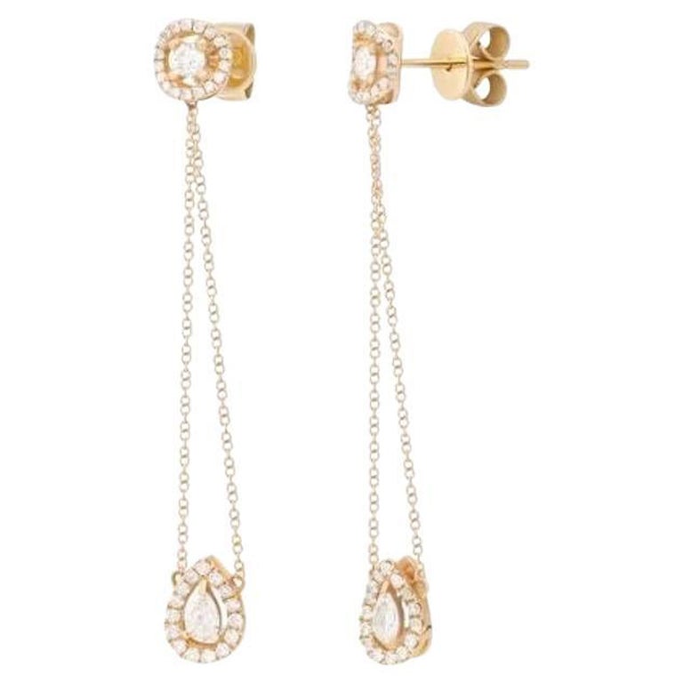 Fashion White Diamond Yellow Gold 18 Karat Dangle Earrings