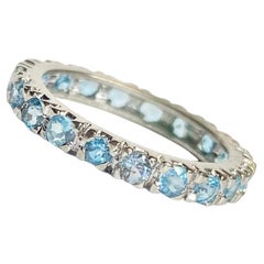 Vintage Aquamarine and Platinum Eternity Band