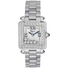 Vintage Chopard Lady's White Gold Happy Sport 5 Floating Diamonds Wristwatch 