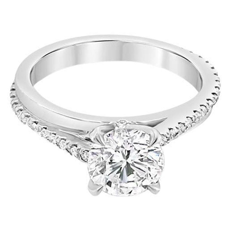 1.02ctw Round Brilliant Cut Diamond, F SI1, 14k White Gold Bypass Style Ring