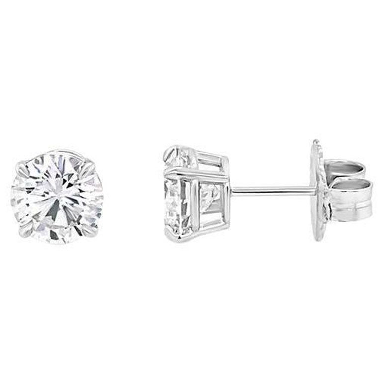 2.02ctw Round Brilliant Diamond 18k White Gold Stud Earrings, GIA Reports For Sale