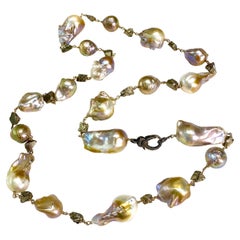 Jumbo Baroque Edison Pearl Strand Necklace with Diamond Clasp