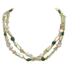 Collier de perles d'eau douce et de turquoises, collier enveloppant de perles multicolores