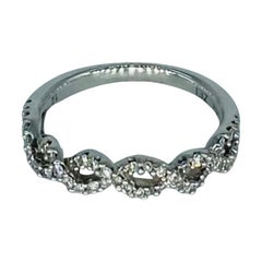 Vintage ZEI Designer 1.20 Carat Diamonds Braided Twist Half Eternity Ring 14k White Gold