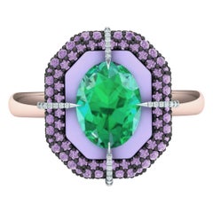 1 Carat Emerald and Purple Sapphire Cocktail Ring
