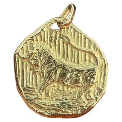 Tiffany & Co. 18k Yellow Gold Taurus Pendant Medallion Retro Made in Italy