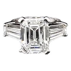 Diamond 6.76 Carats Emerald Cut Engagement Ring with GIA Certificate