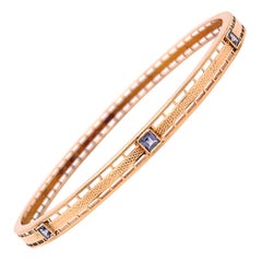 Vintage 14 Karat Gold & Sapphire Bangle Bracelet