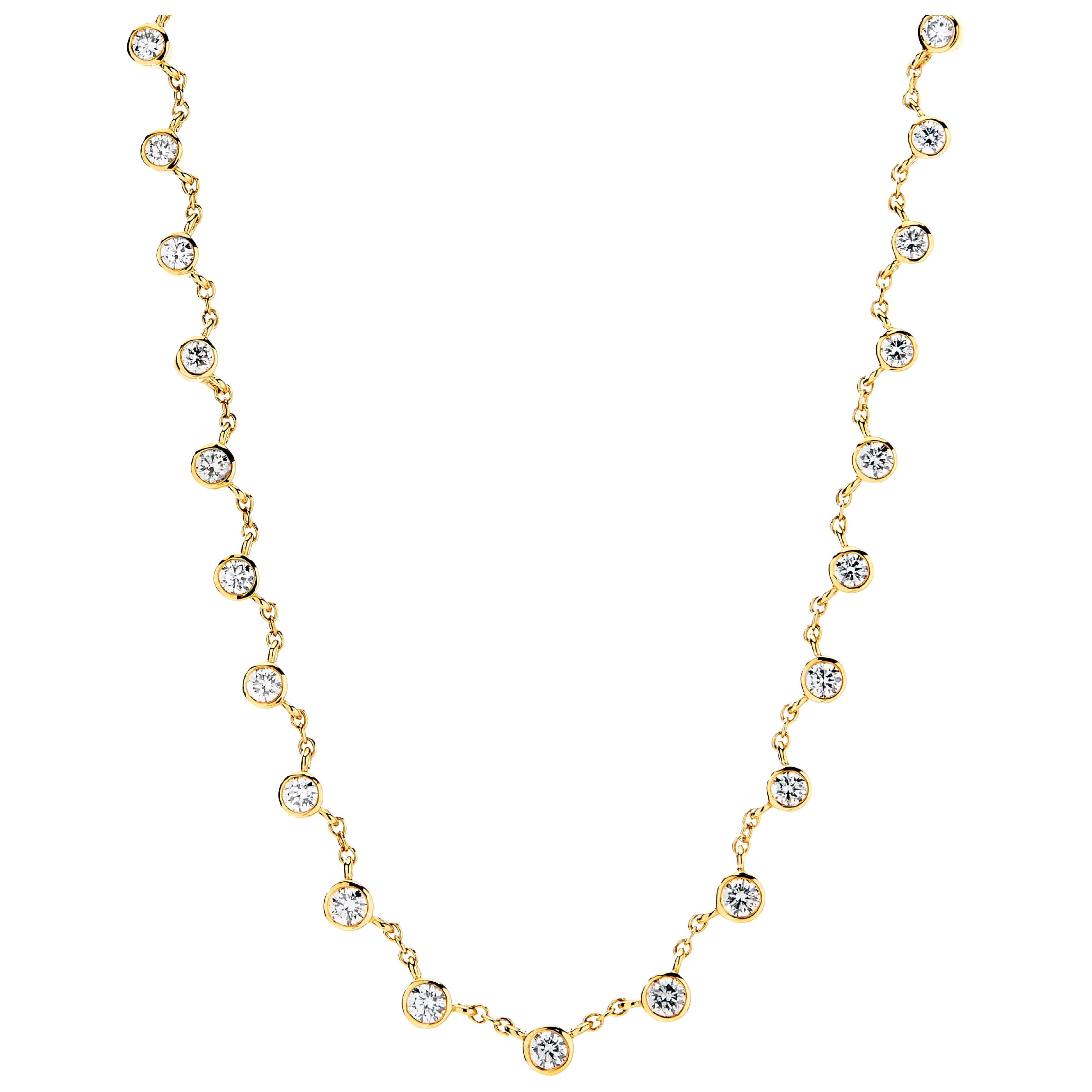 Syna Yellow Gold Graduating Diamond Necklace For Sale