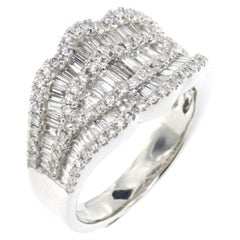 Bague à anneau en or blanc 18 carats avec diamants taille conique de 1,42 carat, poids total