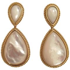 Yellow Gold Pear Shaped Drop Earring with Rope Twist Border 2