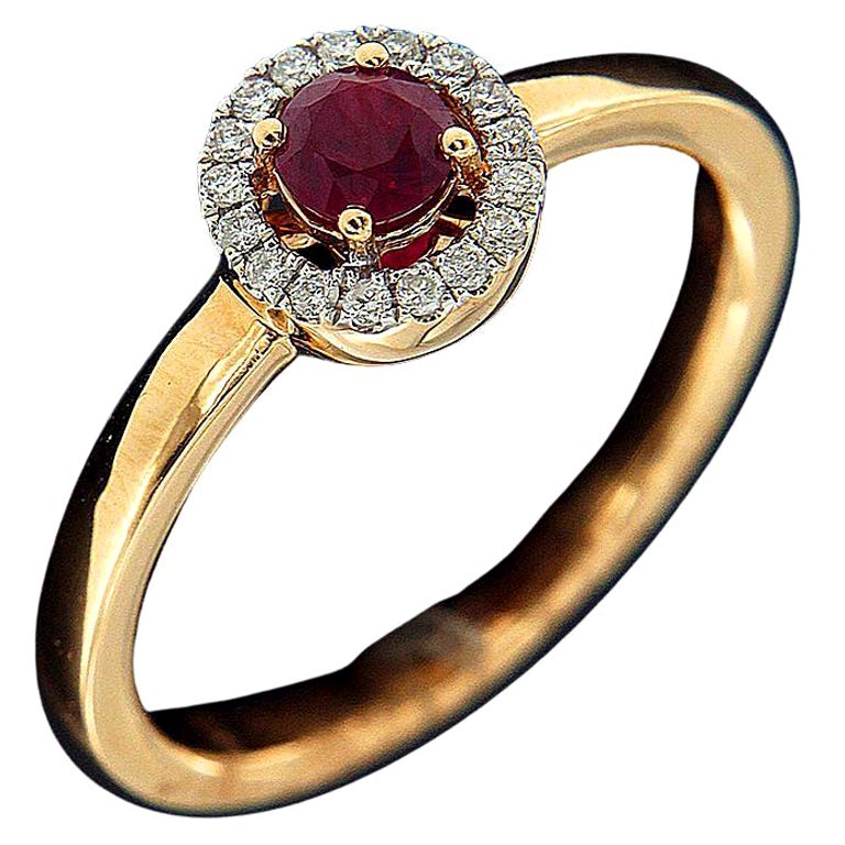 18 Karat Pink Gold, Ruby, and Diamond Fashion Ring For Sale