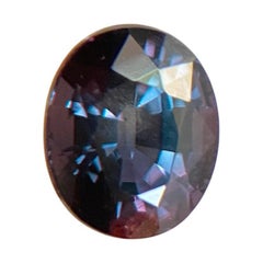 Saphir à couleur changeante certifié GIA de 1,18 carat, taille ovale non traitée et non chauffée, pierre précieuse rare