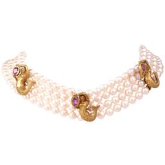 Barry Kieselstein Mermaid Gold Pearl Necklace 12