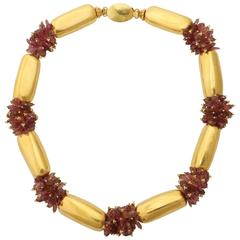 Tourmaline Sapphire Gold Cherry Blossom Necklace