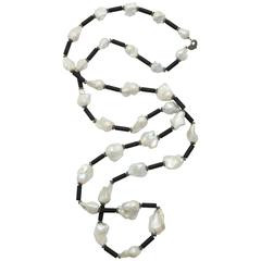 Baroque Pearl Onyx Necklace 12