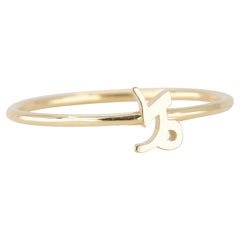 14K Gold Capricorn Ring, Capricorn Sign Gold Ring