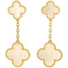 Van Cleef & Arpels Mother-of-Pearl Gold Alhambra Earrings 
