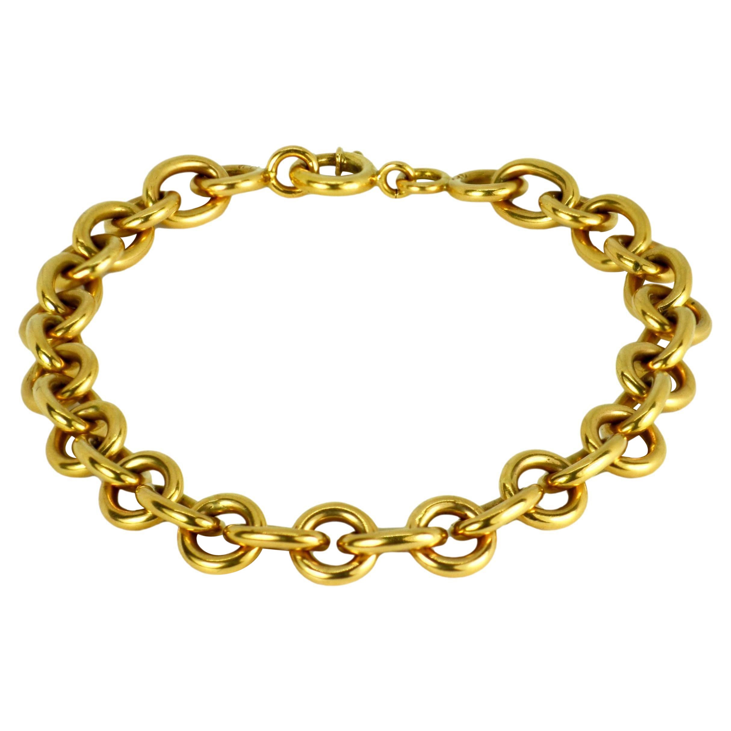 Hermes 18 Carat Yellow Gold Link Bracelet Bangle at 1stDibs