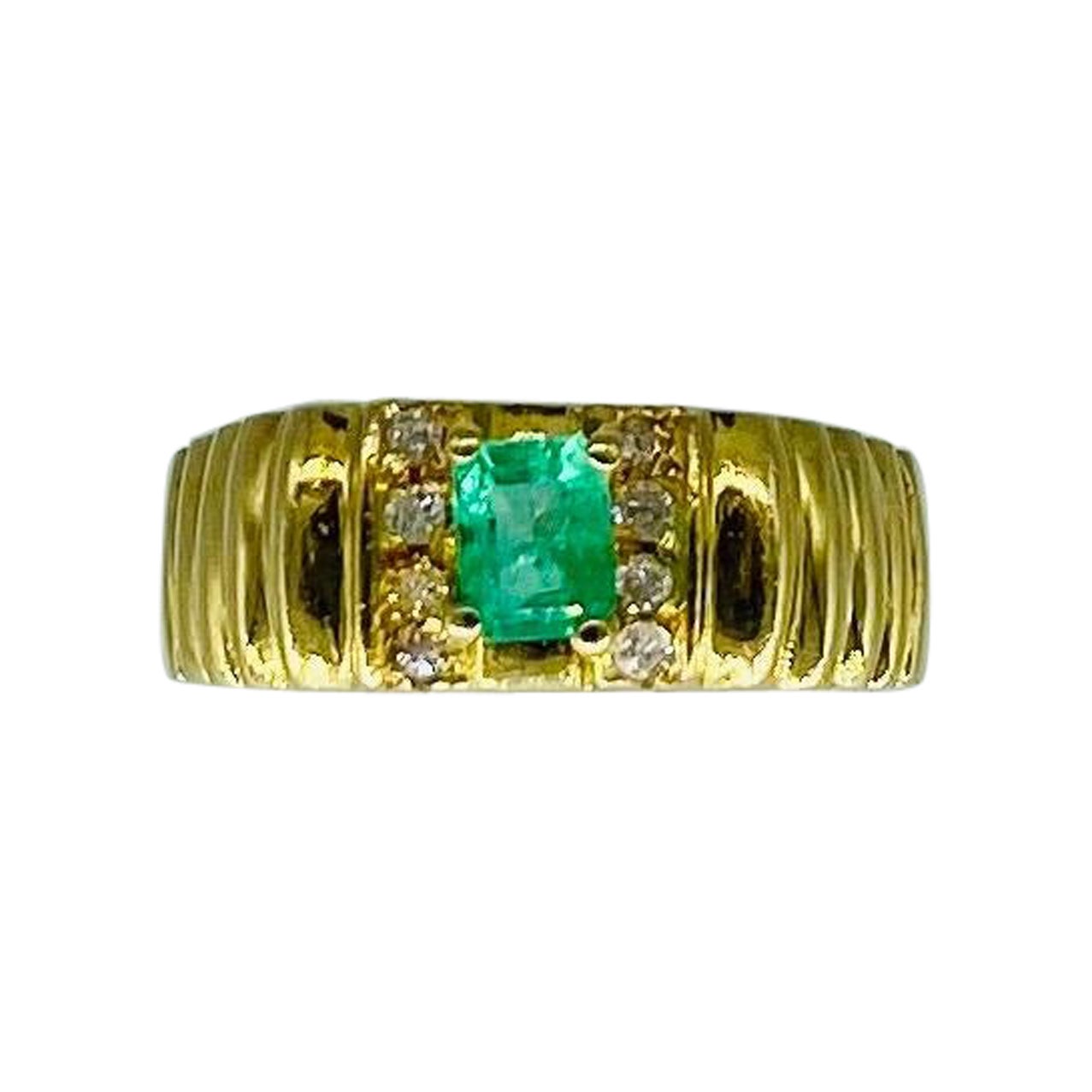 Bague vintage en or 18 carats avec émeraude colombienne de 0,50 carat