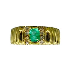 Retro 0.50 Carat Colombian Emerald Ring 18k Gold