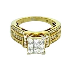 Verlobungsring mit Vintage-Diamanten im Prinzessinnenschliff, Gesamtgewicht 1,50 Karat