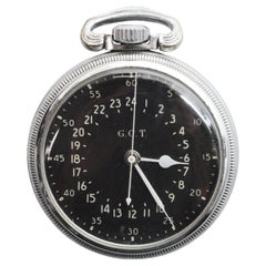 Montre de poche squelette en acier de qualité ferroviaire de Hamilton Watch Co. datant de la guerre