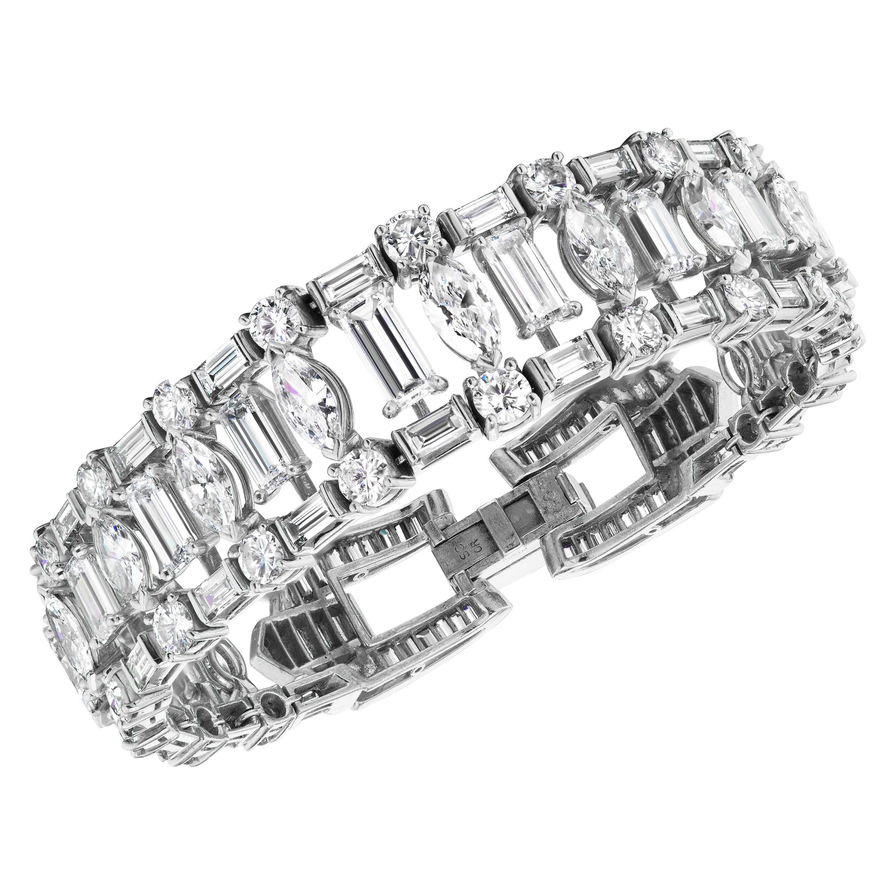 Bracelet en platine avec diamants de forme fantaisie