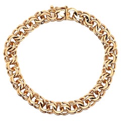Double Link Heart Detail Bracelet 14 Karat Yellow Gold 23.4 Grams