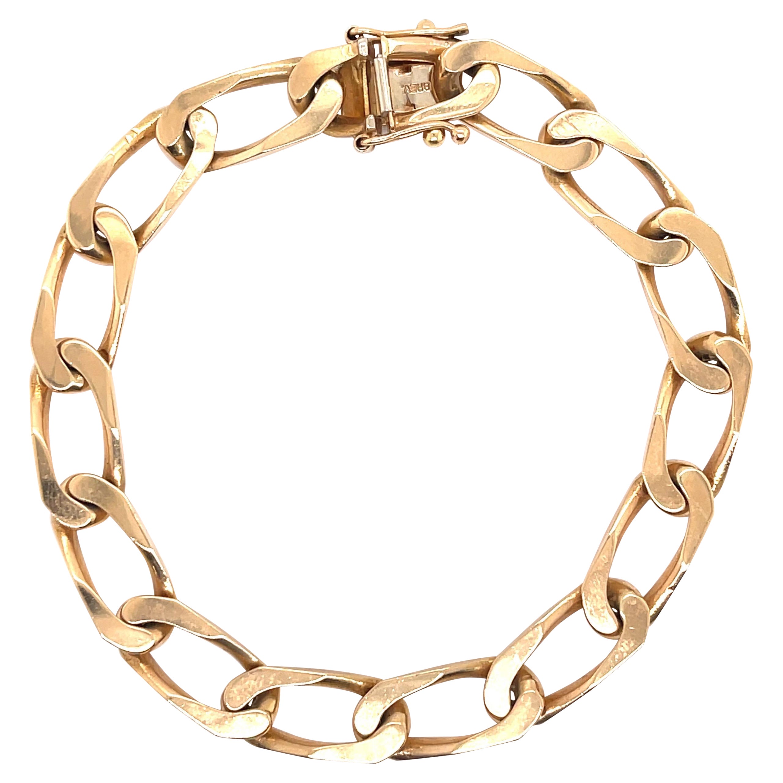 Flat Oval Chain Link Bracelet 14 Karat Yellow Gold 18.1 Grams
