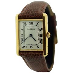 Cartier Yellow Gold Tank Quartz Wristwatch 