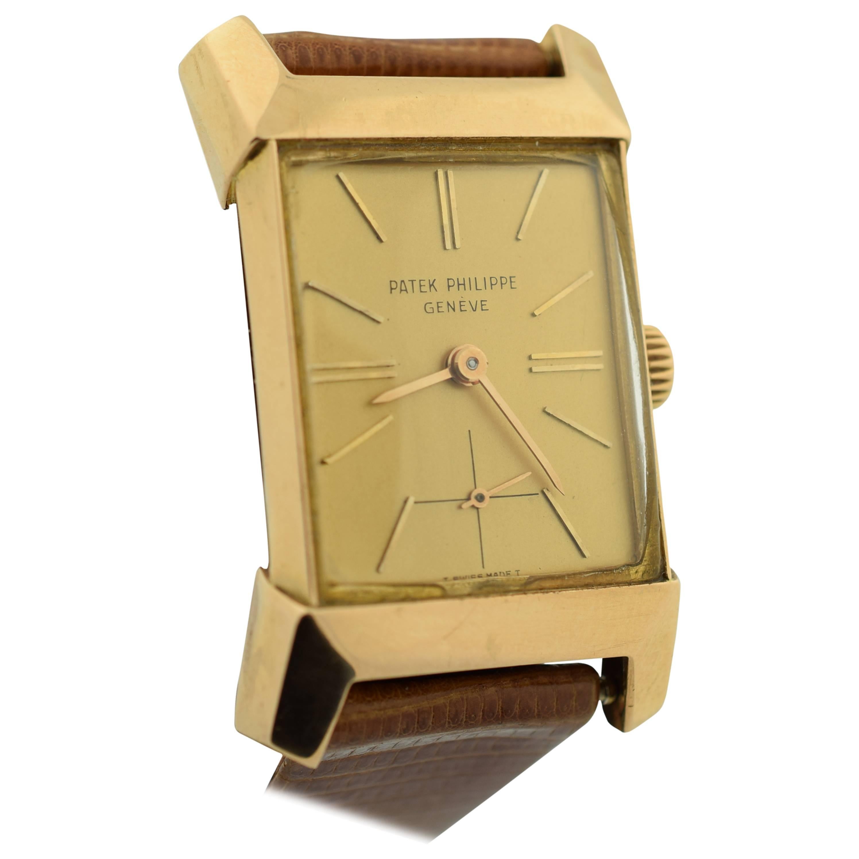 Patek Philippe Rose Gold Rectangular Wristwatch Ref 2553