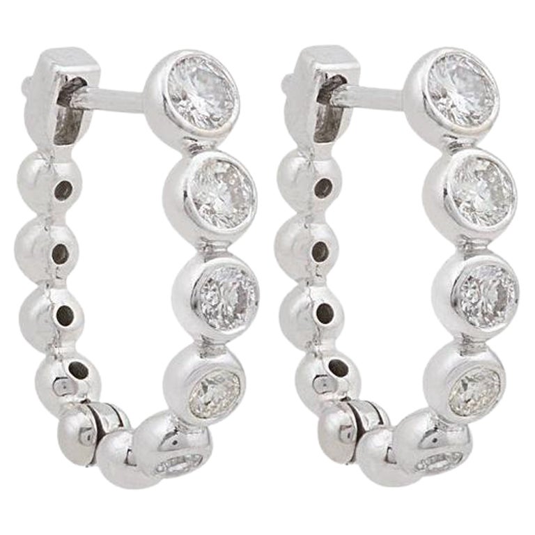 10 Karat Gold Diamond Huggie Hoop Earrings
