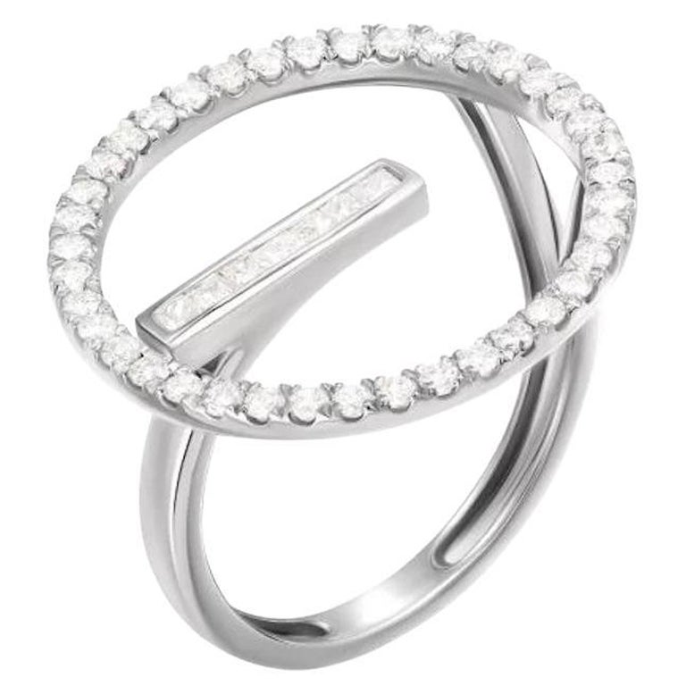 Stylish White 18K Gold Diamond Fashion Ring for Her