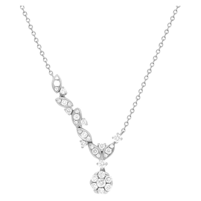 White Gold Diamond Dangle Elegant Drop Necklace for Her For Sale